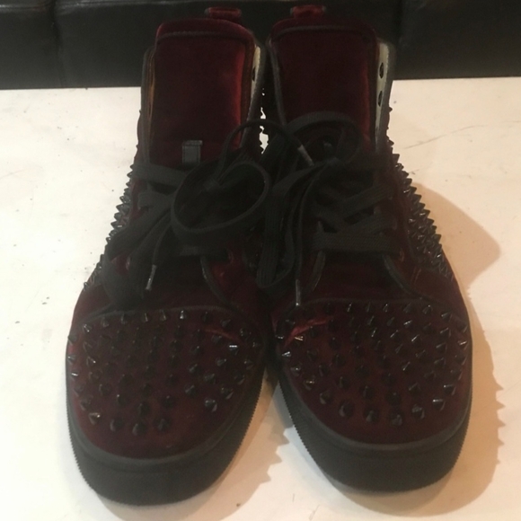 Christian Louboutin Other - Red and Black Low-Top Sneakers with Perforated Design